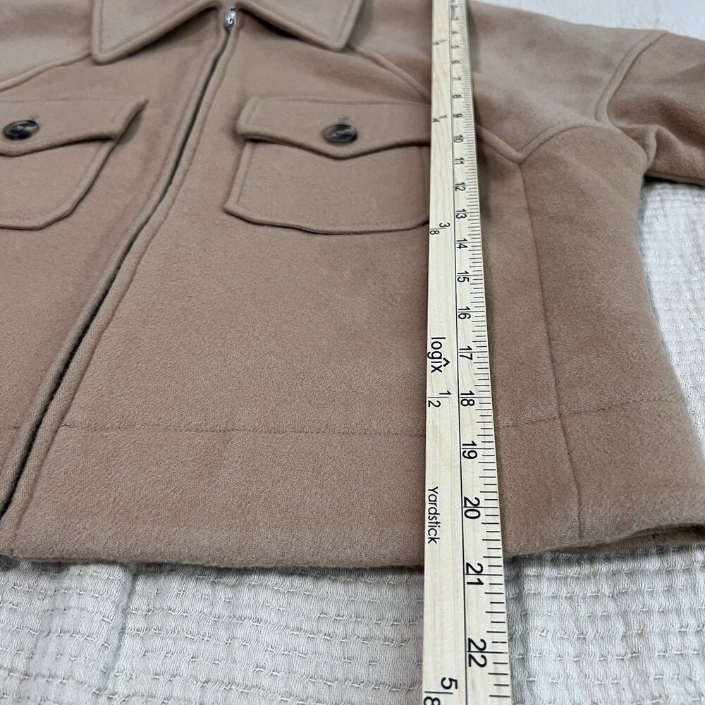 NAKED CASHMERE Wool Jacket Women Small Tan Cropped Full Zip Pocket Neutral $495 - Picture 10 of 16